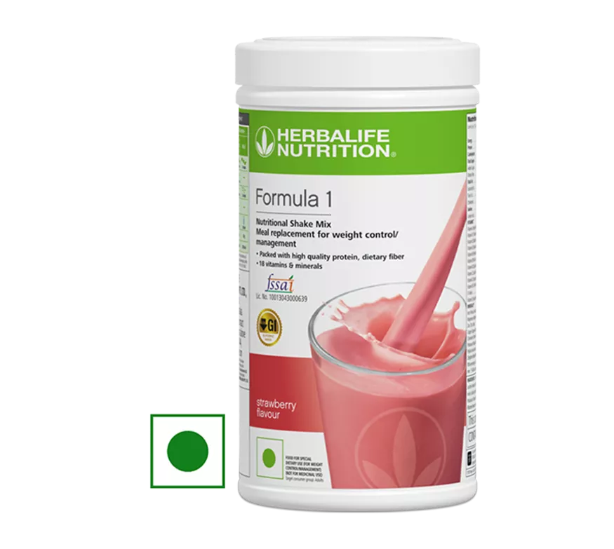 Formula-1-Strawberry.webp Herbalife Strawberry Formula 1 Nutritional Shake Mix 500 gms - Herbalife Products - Image 1